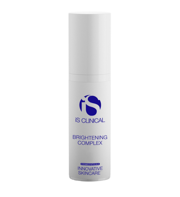 iS Clinical Brightening Complex 5g sample shown as the white pump bottle with blue logo on white background