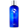 Blue bottle of iS Clinical Cleansing Complex with silver cap on white background