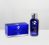 iS Clinical Active Peel System box and Cleansing Complex blue bottle with silver cap on white surface