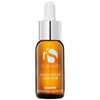 Amber glass dropper bottle of iS Clinical Super Serum Advance+ with silver cap on white background