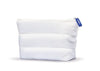 White padded zippered pouch with blue iS Clinical tag on clinical-white background