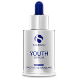 iS Clinical Youth Serum bottle with blue dropper cap on white background